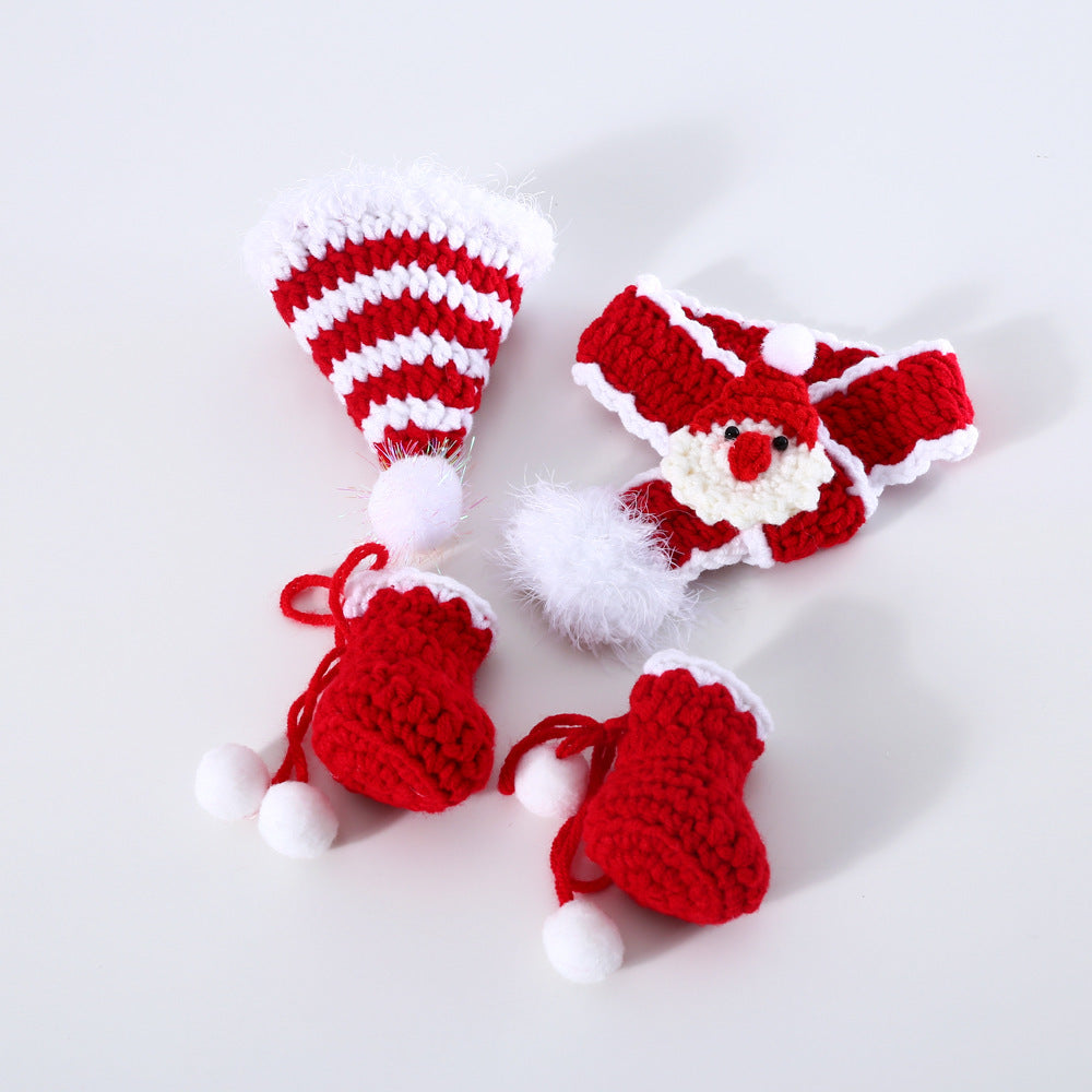 4 in 1 Pet Christmas Set Scarf, Collar, Hat, Socks, Pet Set C-20230907-5